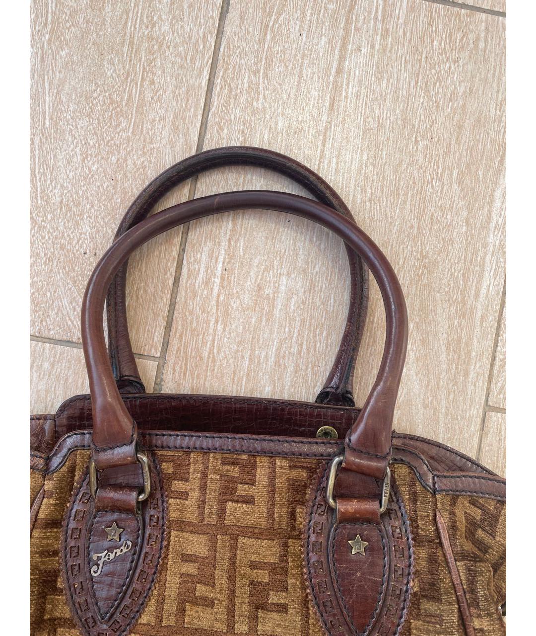 FENDI Коричневая сумка с короткими ручками, фото 4