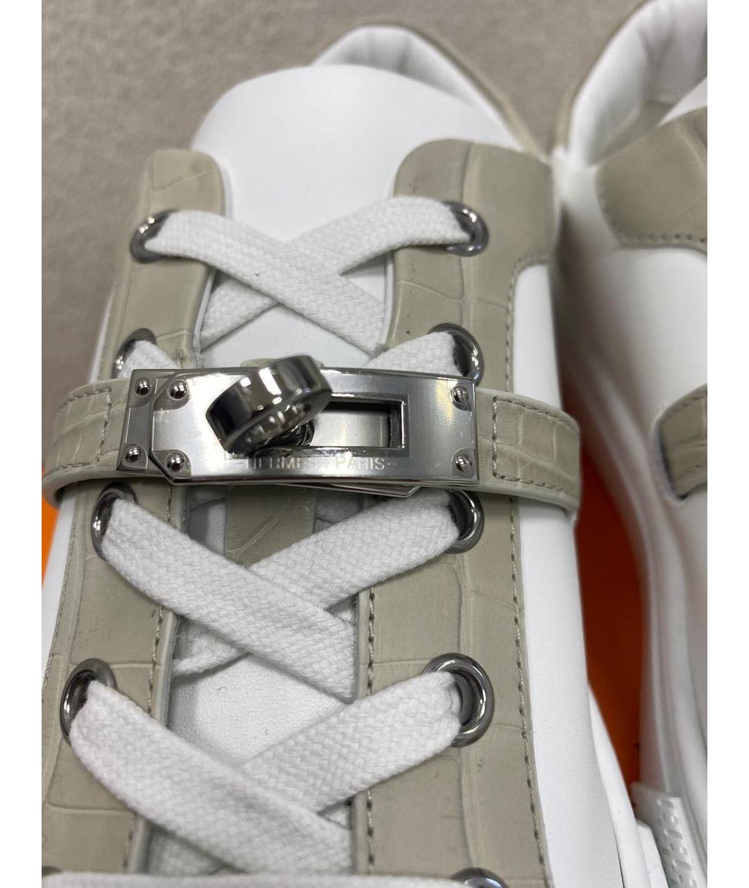 HERMES Белые кожаные кеды, фото 8