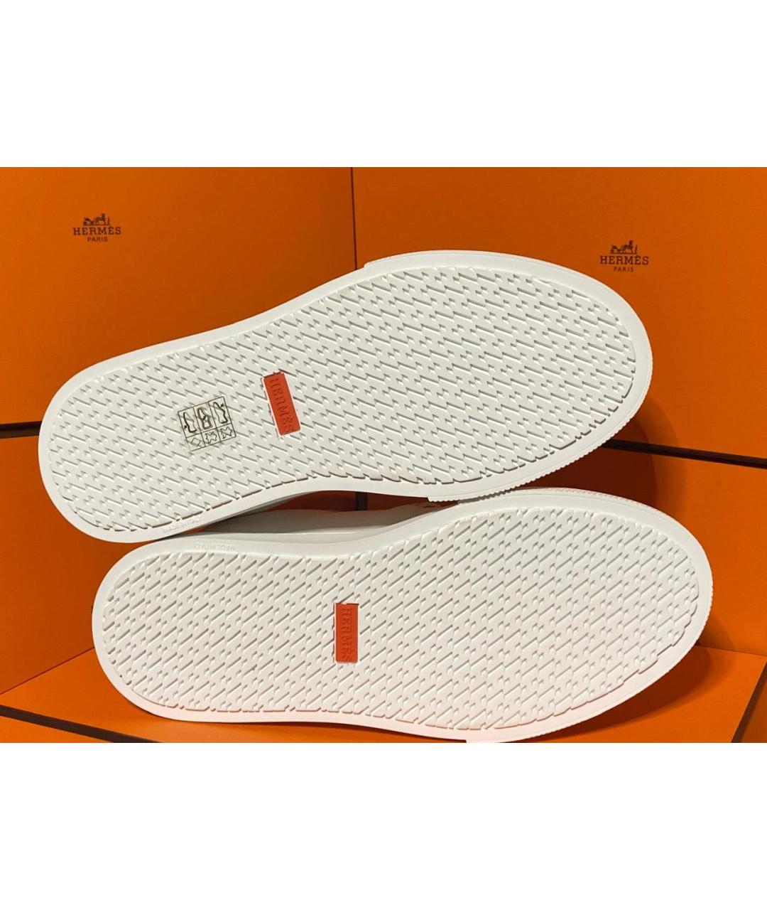 HERMES Белые кожаные кеды, фото 6