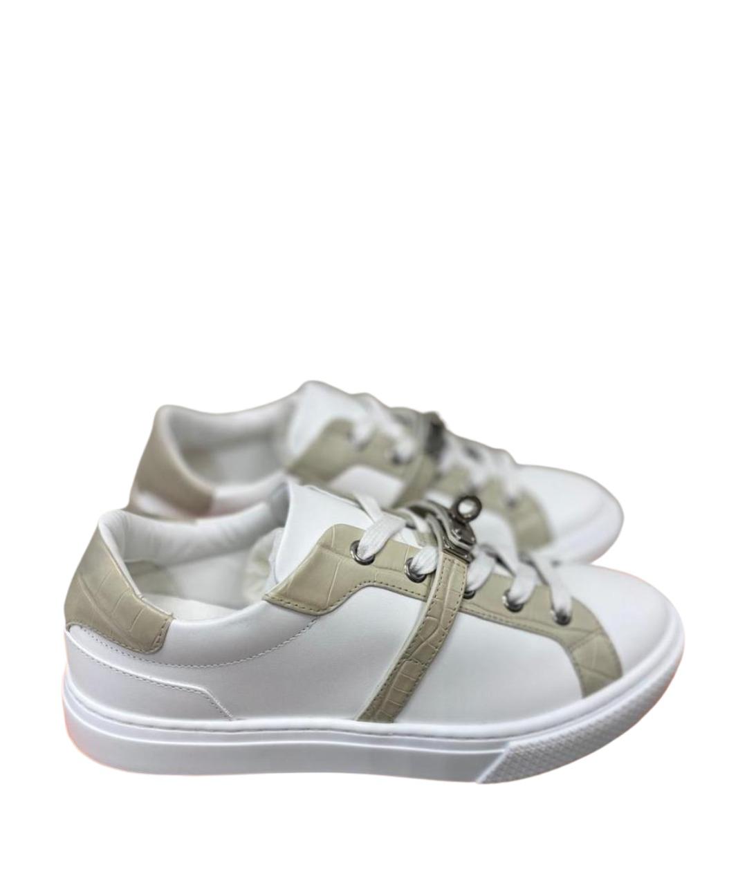 HERMES Белые кожаные кеды, фото 1