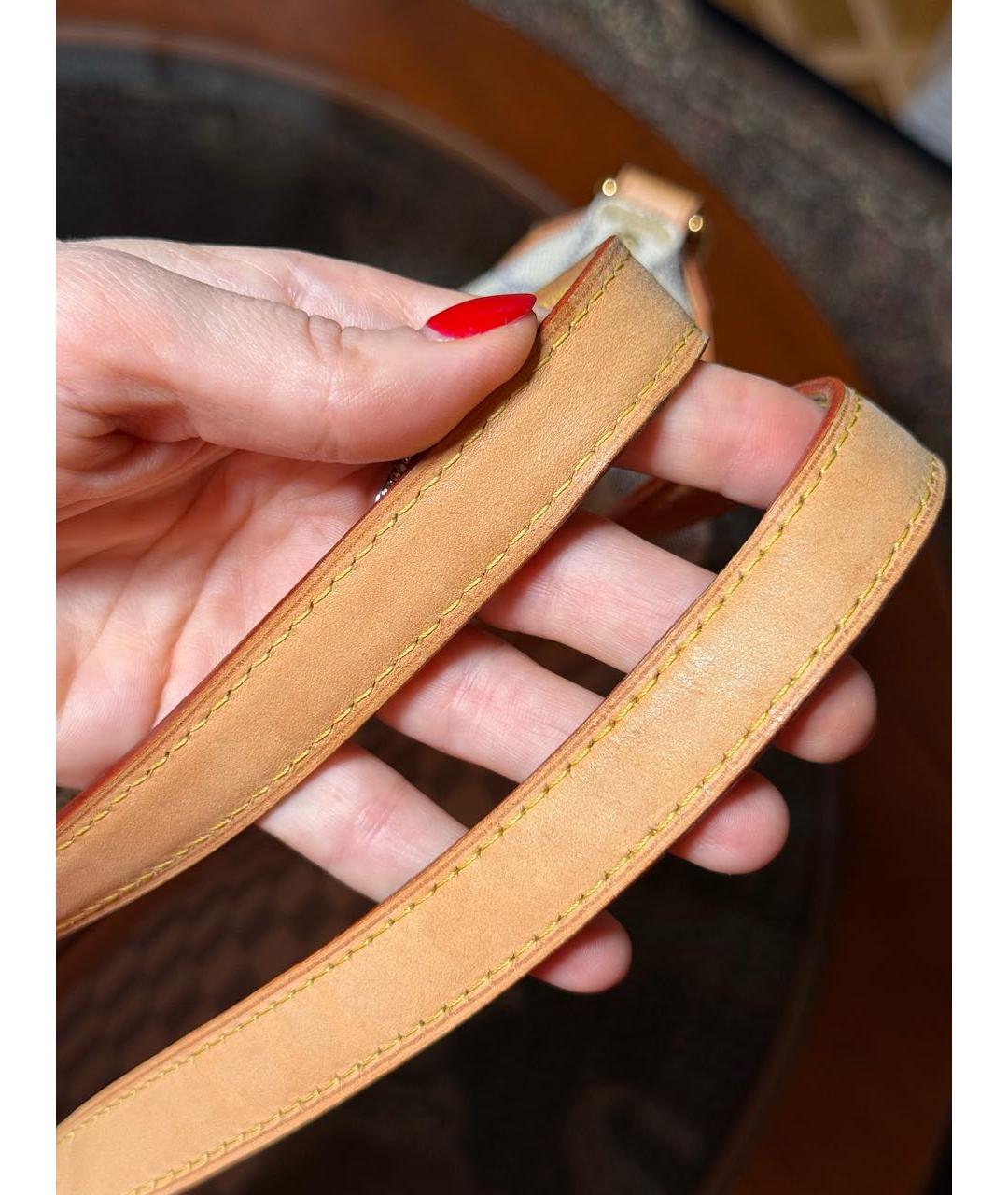 LOUIS VUITTON Белая кожаная сумка с короткими ручками, фото 6