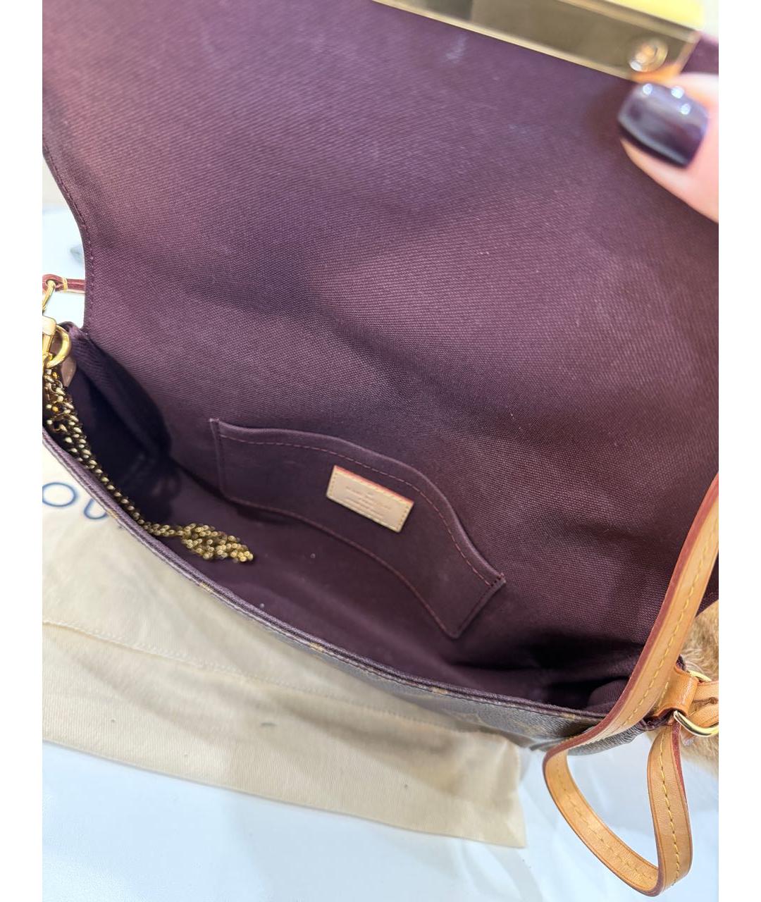 LOUIS VUITTON Коричневая кожаная сумка через плечо, фото 5