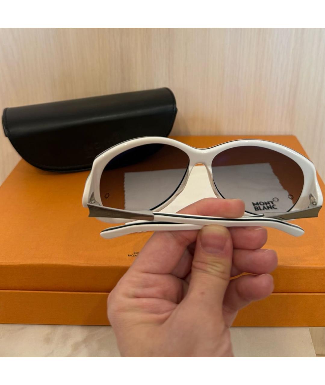MONTBLANC Белые пластиковые солнцезащитные очки, фото 6