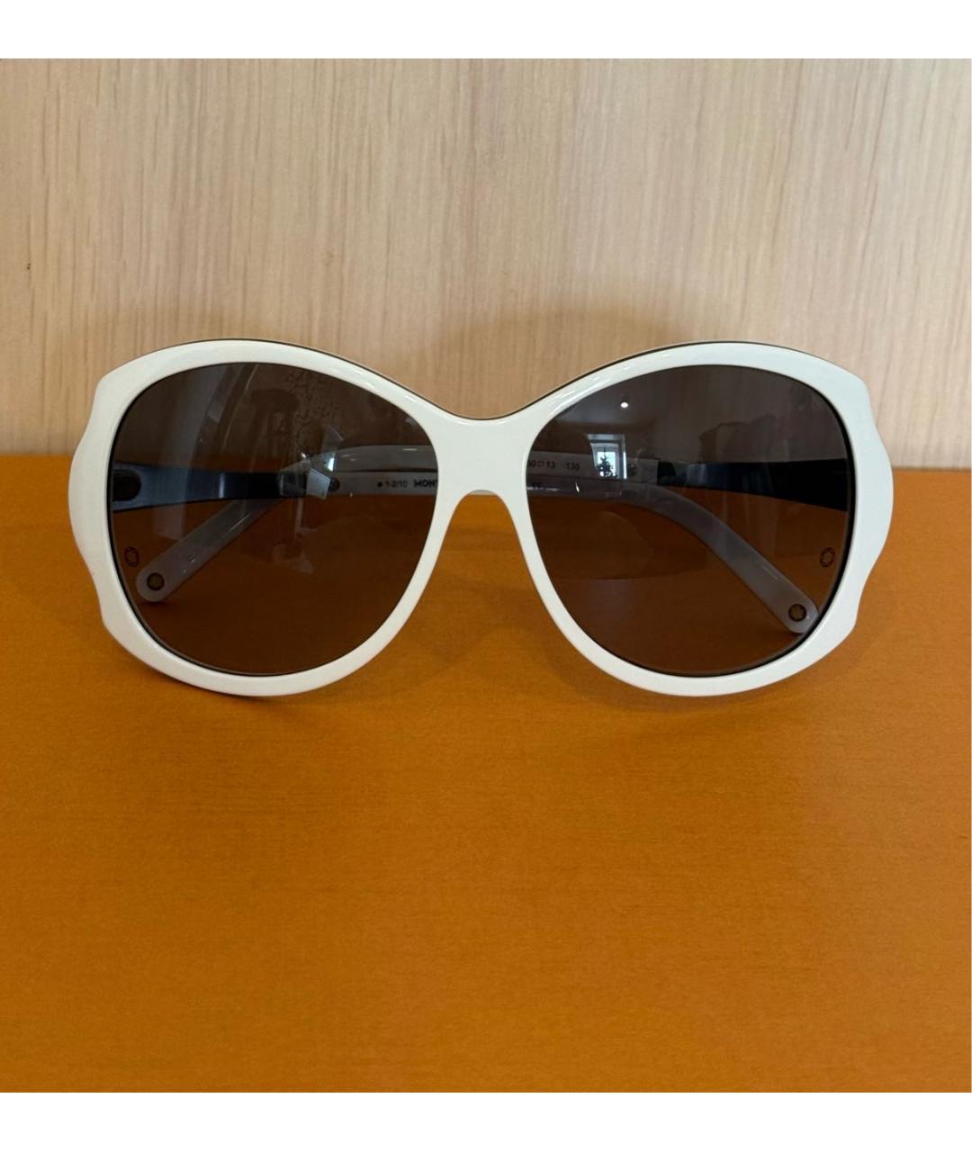 MONTBLANC Белые пластиковые солнцезащитные очки, фото 9