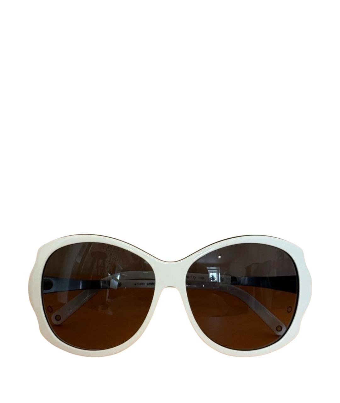 MONTBLANC Белые пластиковые солнцезащитные очки, фото 1