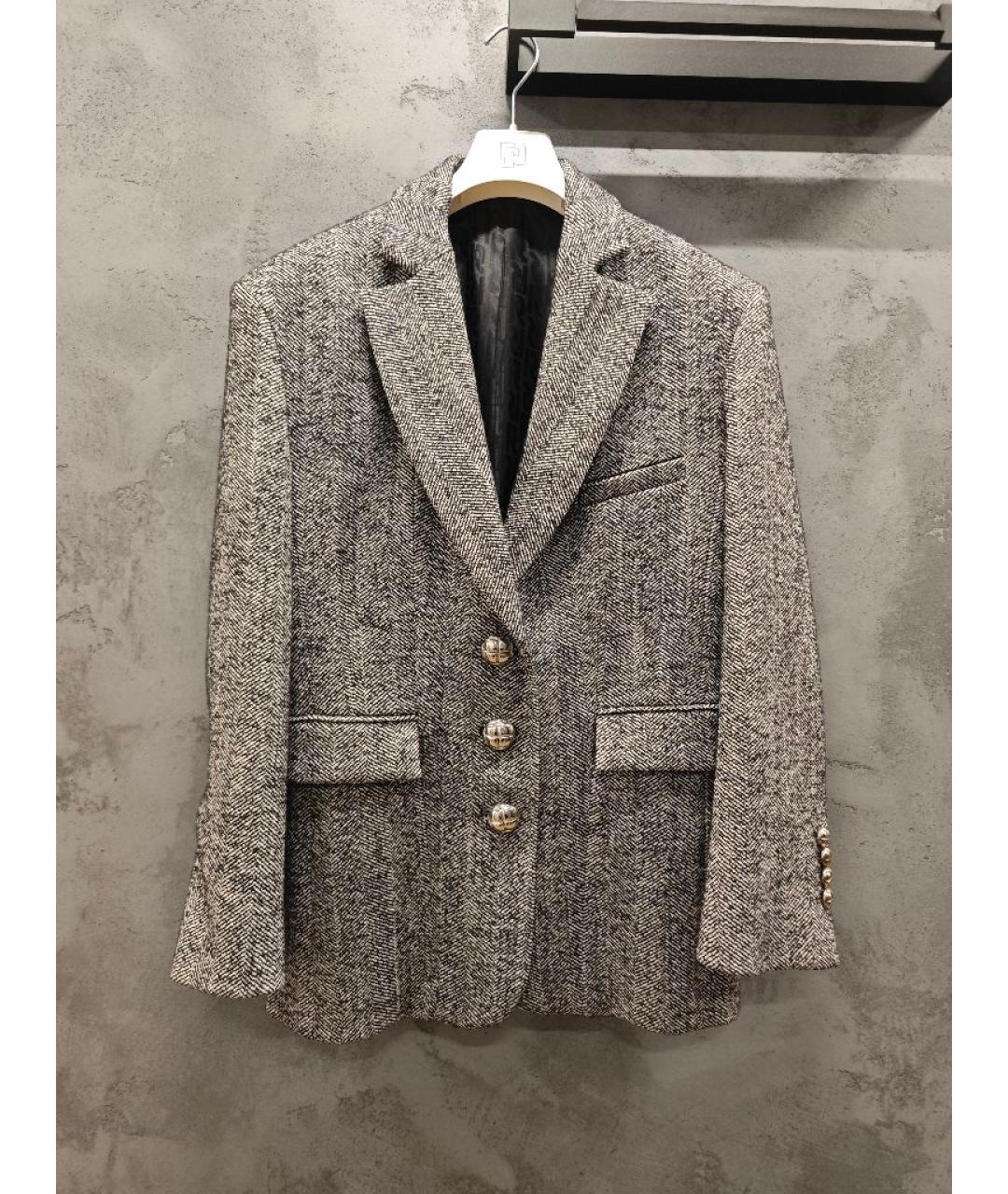 PACO RABANNE Серый шерстяной жакет/пиджак, фото 9
