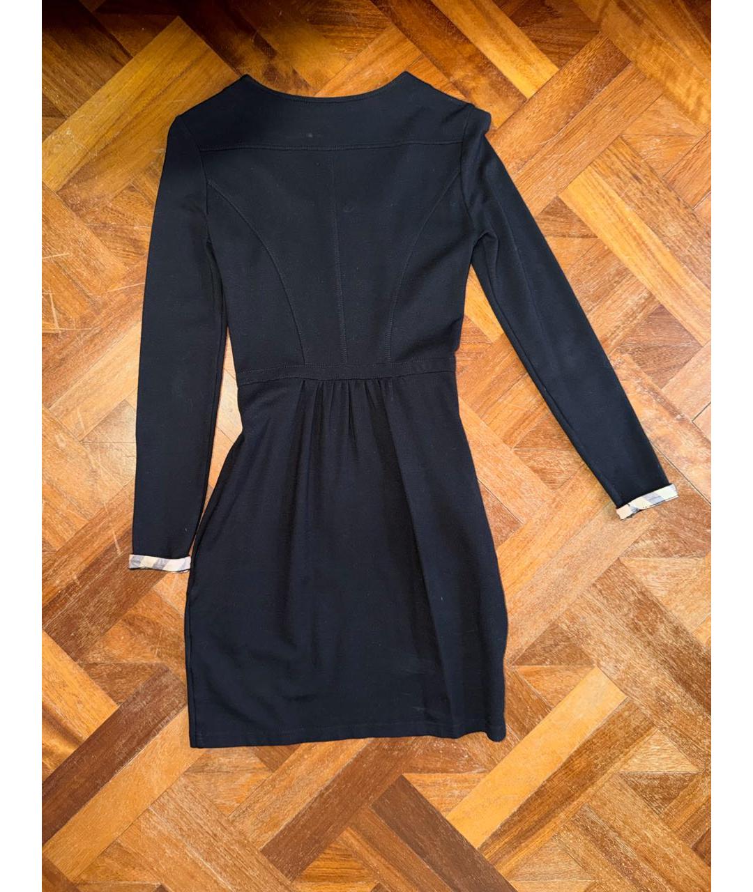 BURBERRY Черное хлопко-эластановое повседневное платье, фото 2