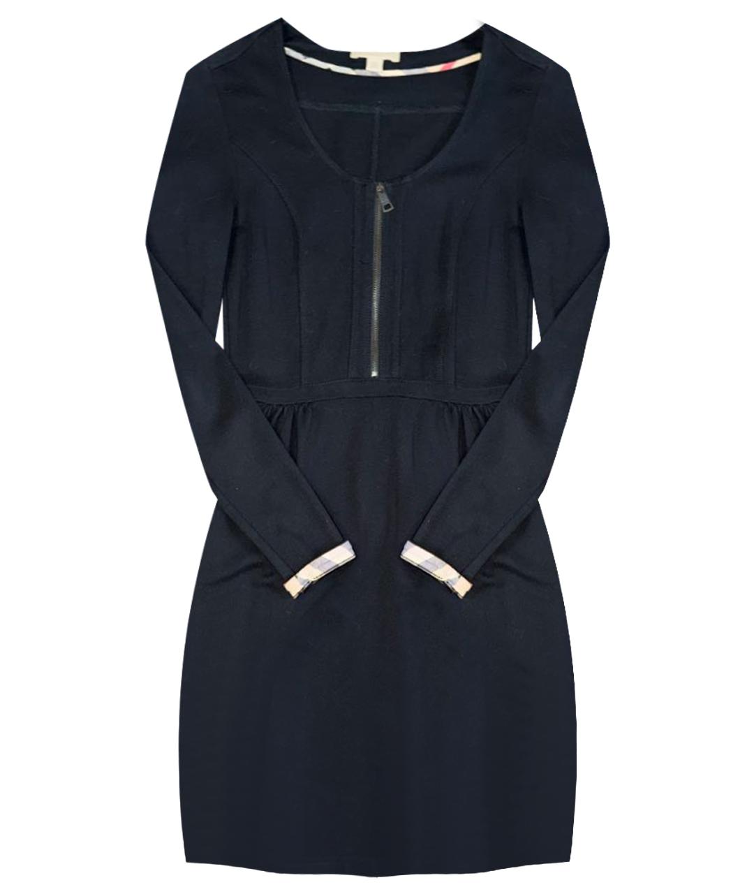 BURBERRY Черное хлопко-эластановое повседневное платье, фото 1