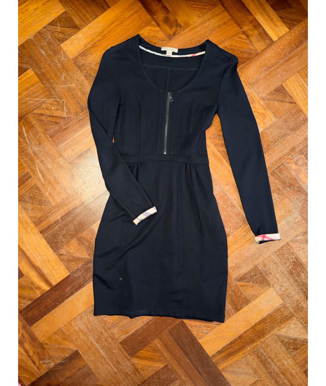 BURBERRY Черное хлопко-эластановое повседневное платье, фото 4