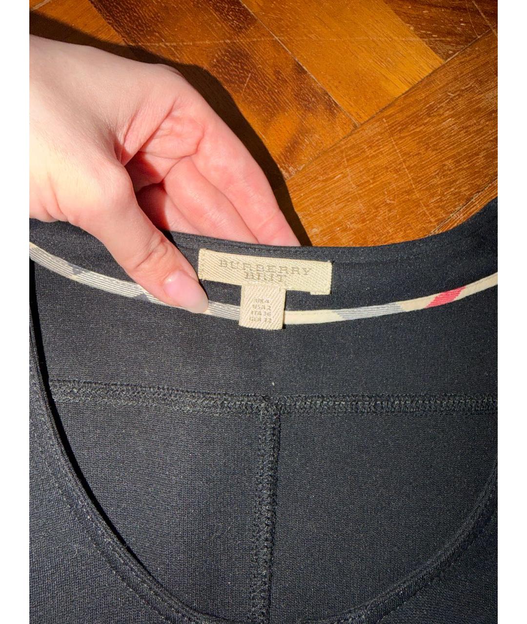 BURBERRY Черное хлопко-эластановое повседневное платье, фото 3