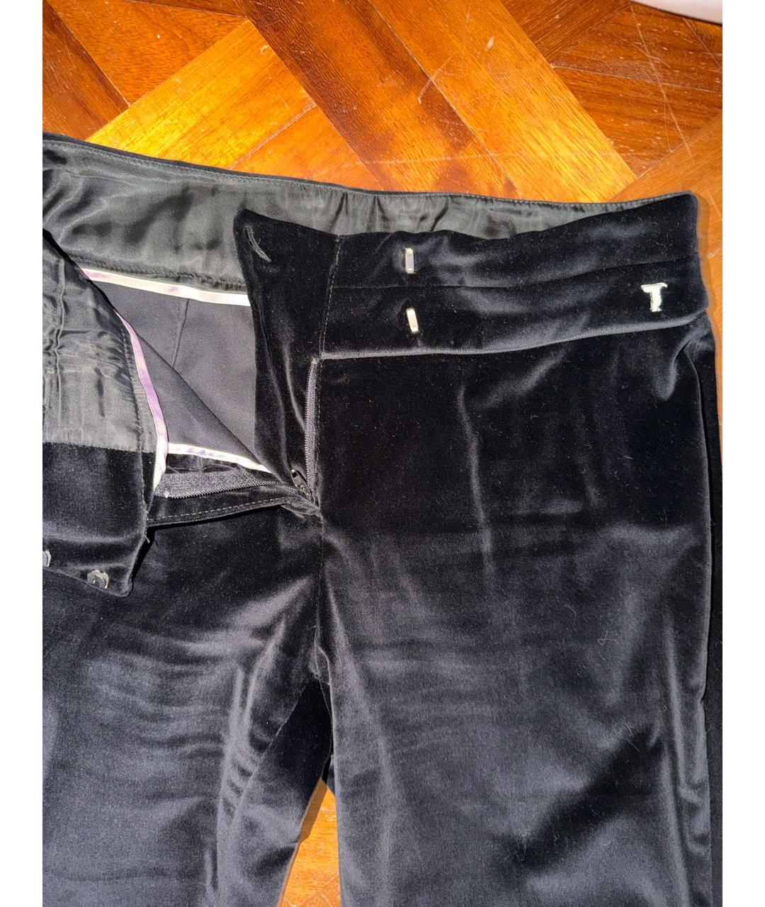 TRUSSARDI Черные бархатные брюки широкие, фото 3