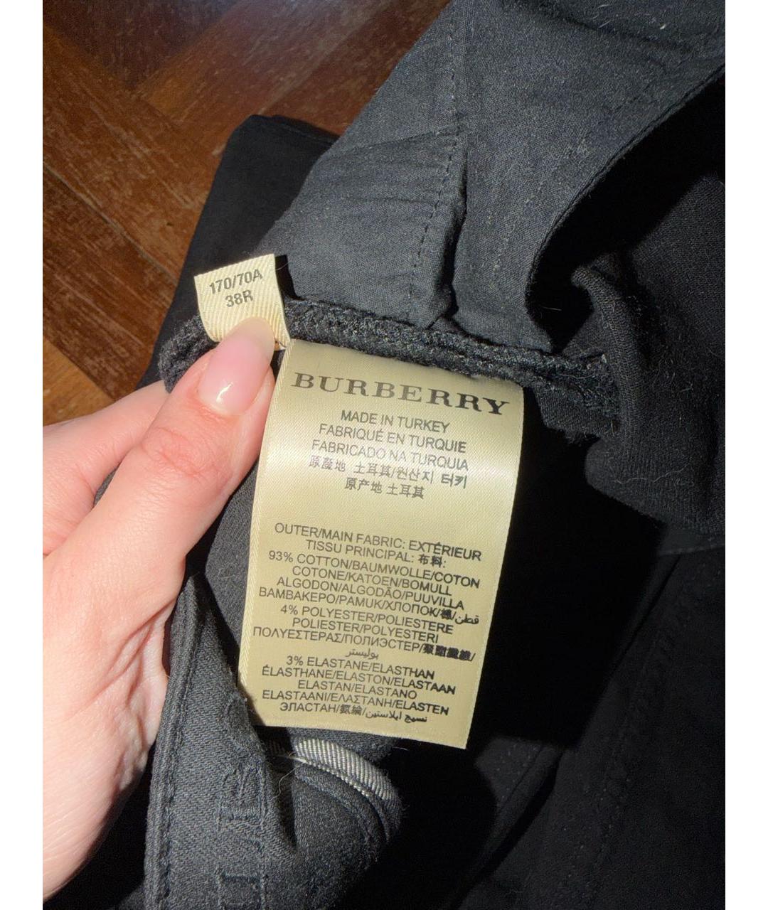 BURBERRY Черные хлопко-эластановые джинсы слим, фото 5