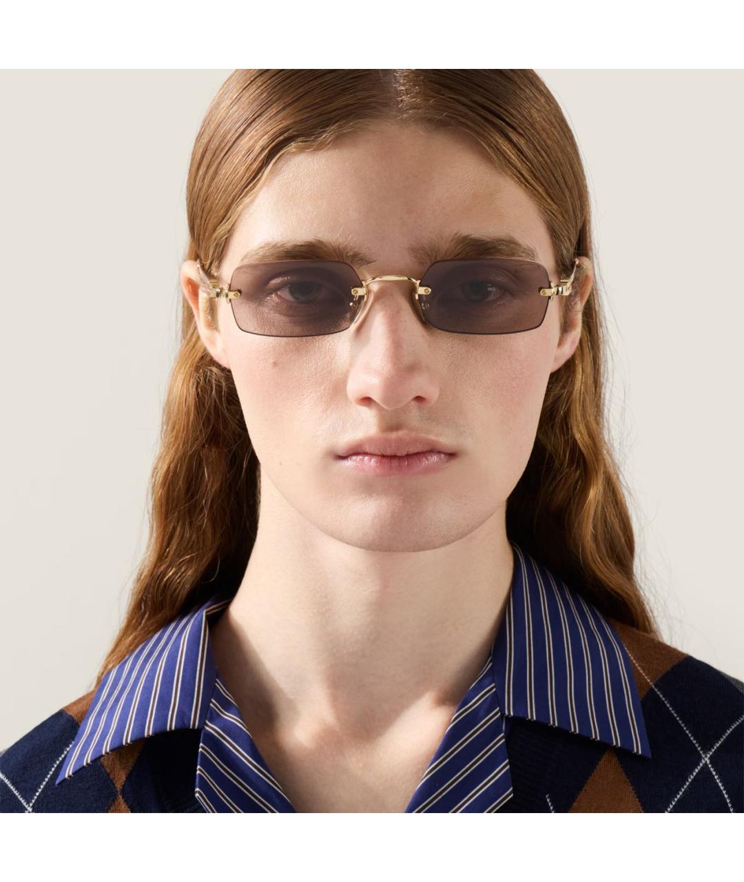 MIU MIU Розовые металлические солнцезащитные очки, фото 5