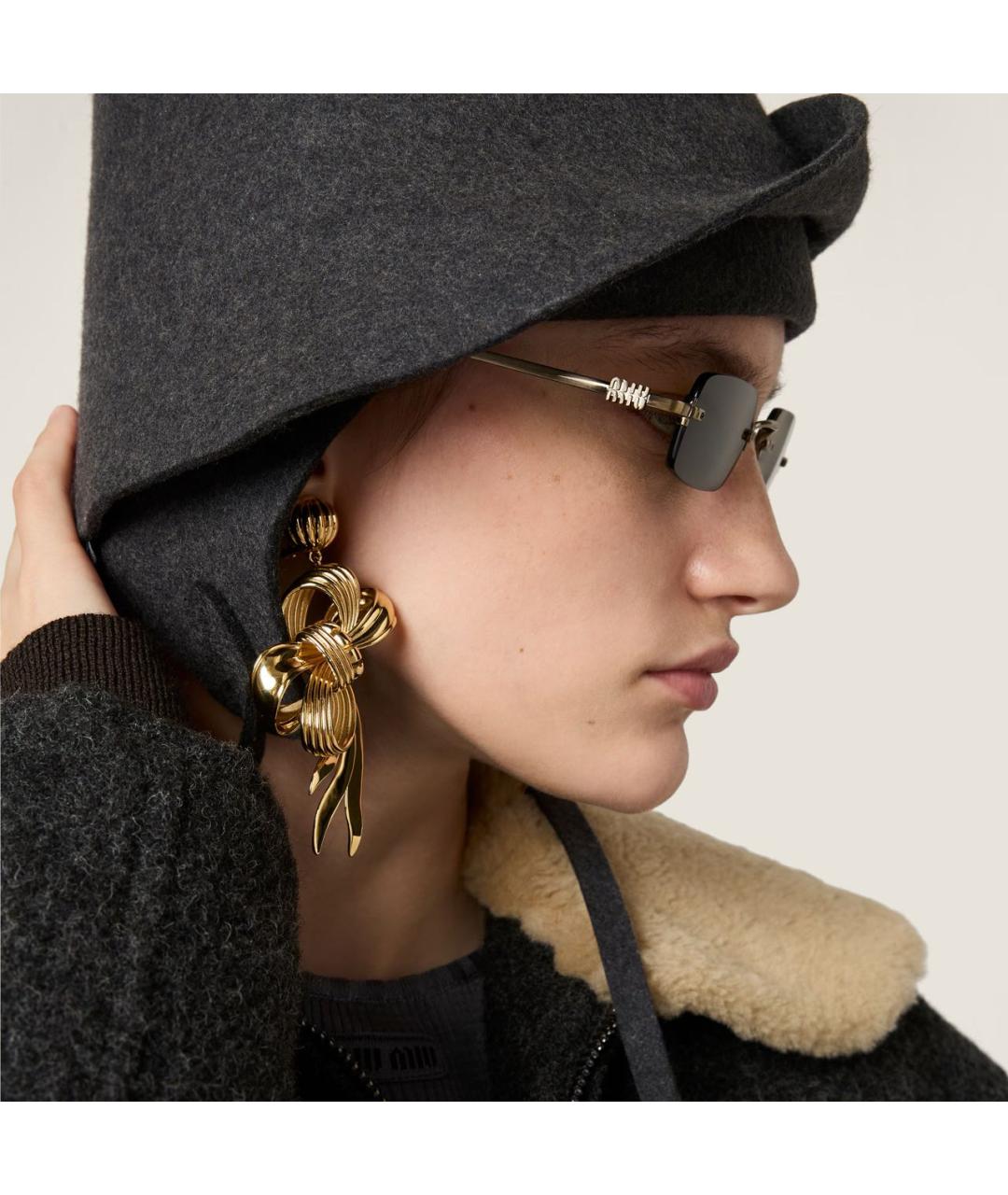 MIU MIU Коричневые металлические солнцезащитные очки, фото 5