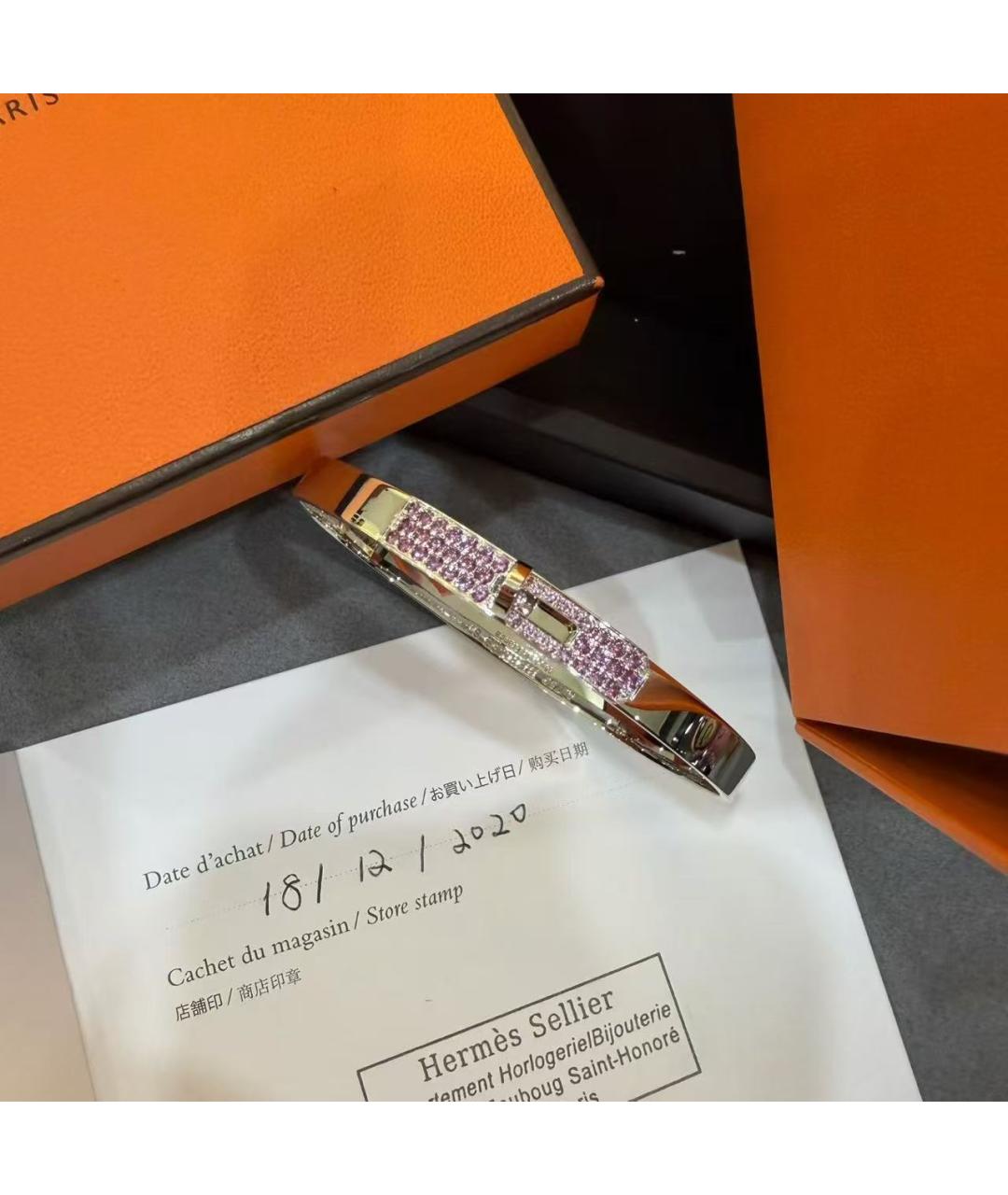 HERMES Серебрянный браслет из белого золота, фото 4