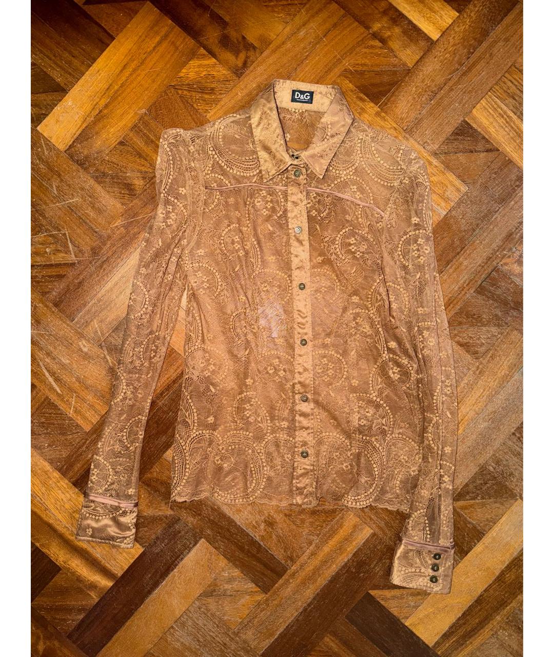 DOLCE&GABBANA Золотая кружевная блузы, фото 5