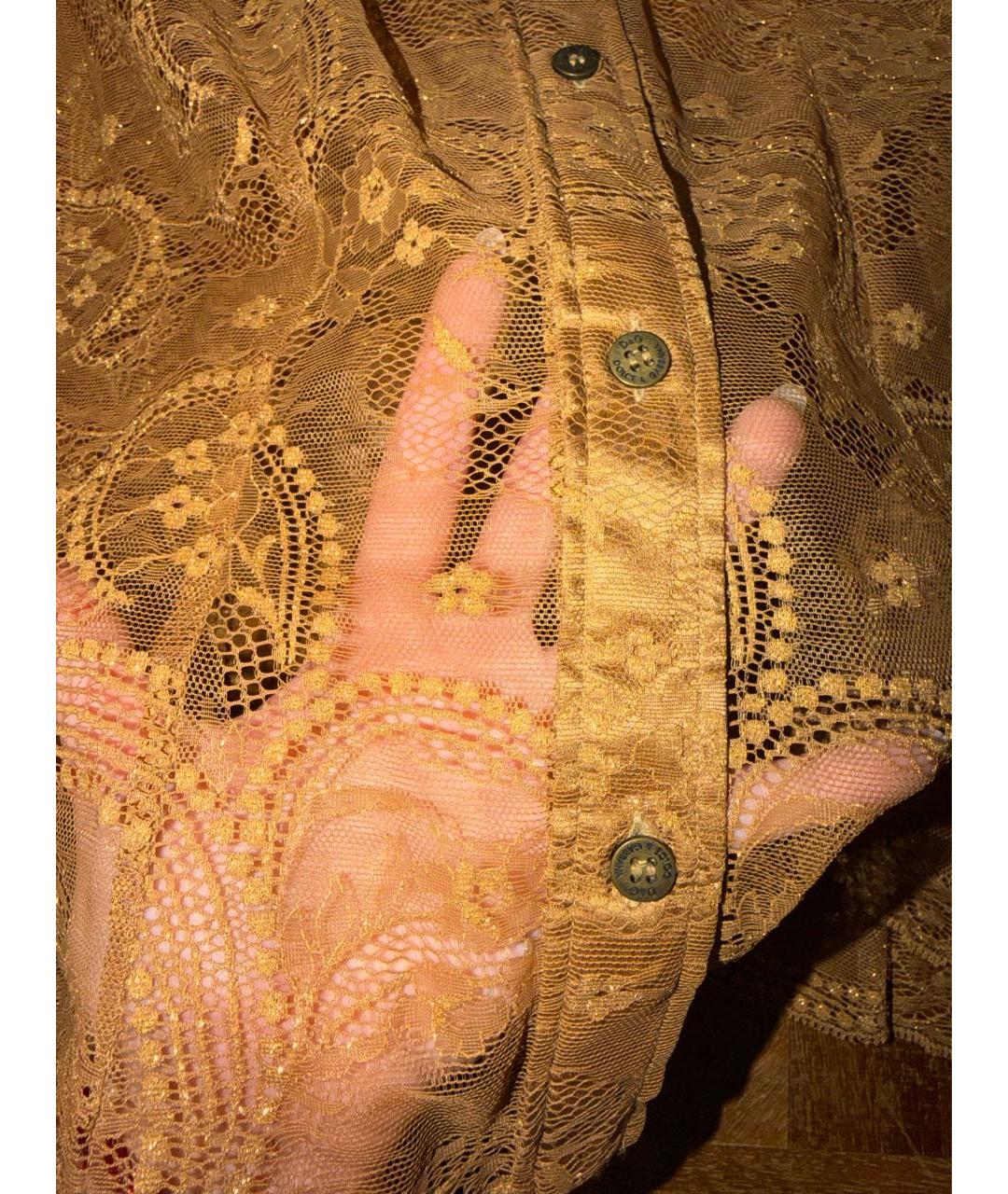 DOLCE&GABBANA Золотая кружевная блузы, фото 4