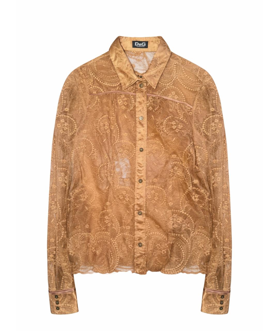 DOLCE&GABBANA Золотая кружевная блузы, фото 1