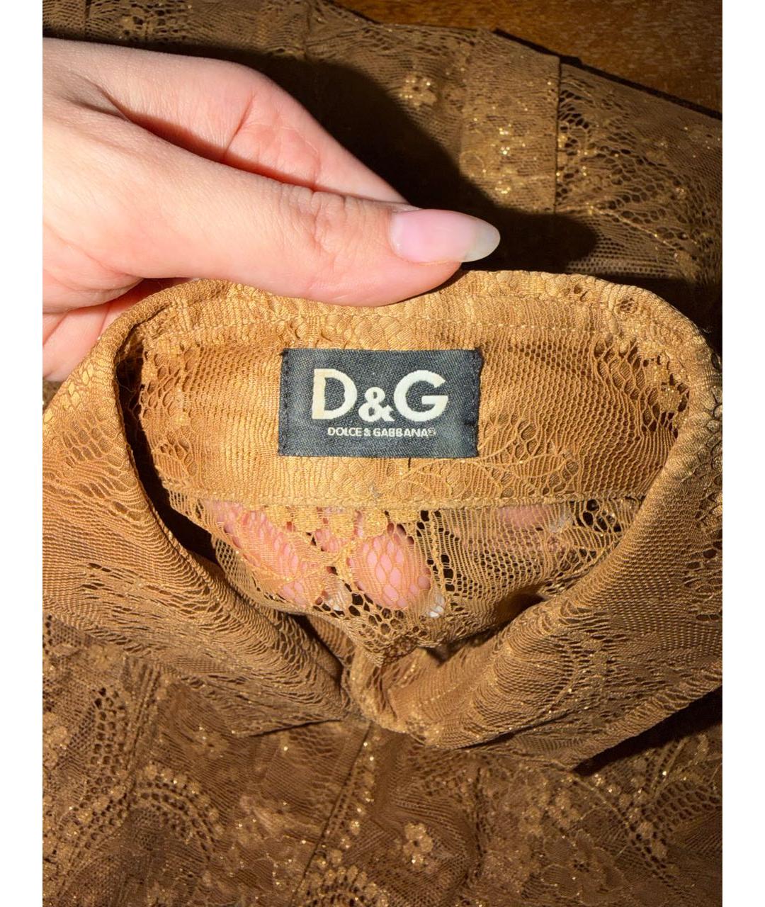 DOLCE&GABBANA Золотая кружевная блузы, фото 3