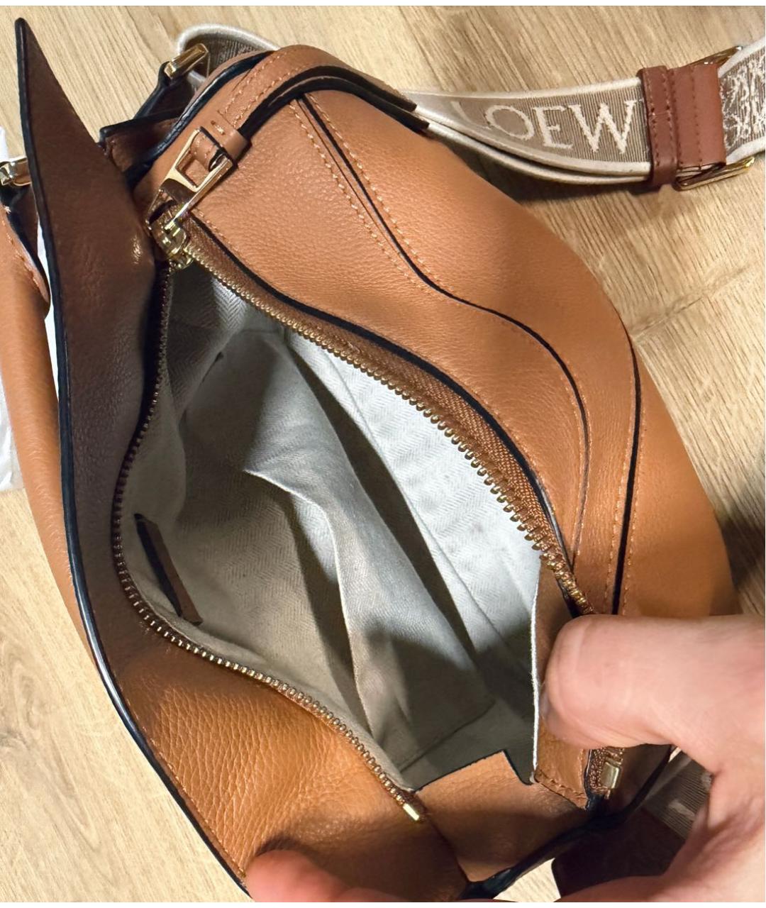 LOEWE Коричневая кожаная сумка через плечо, фото 4