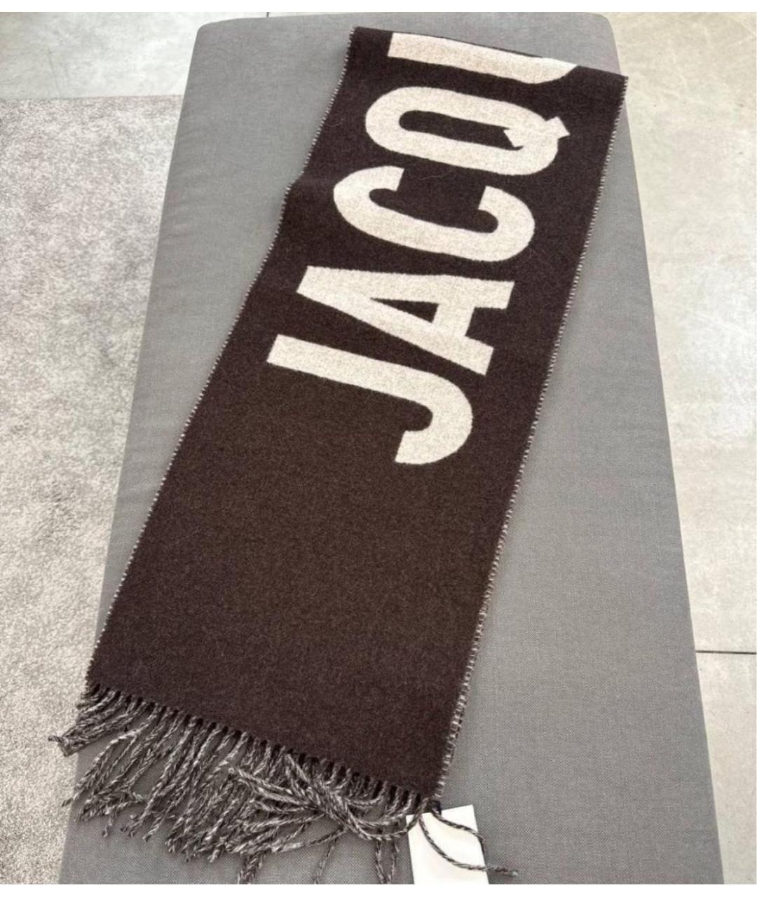 JACQUEMUS Коричневый шерстяной шарф, фото 4