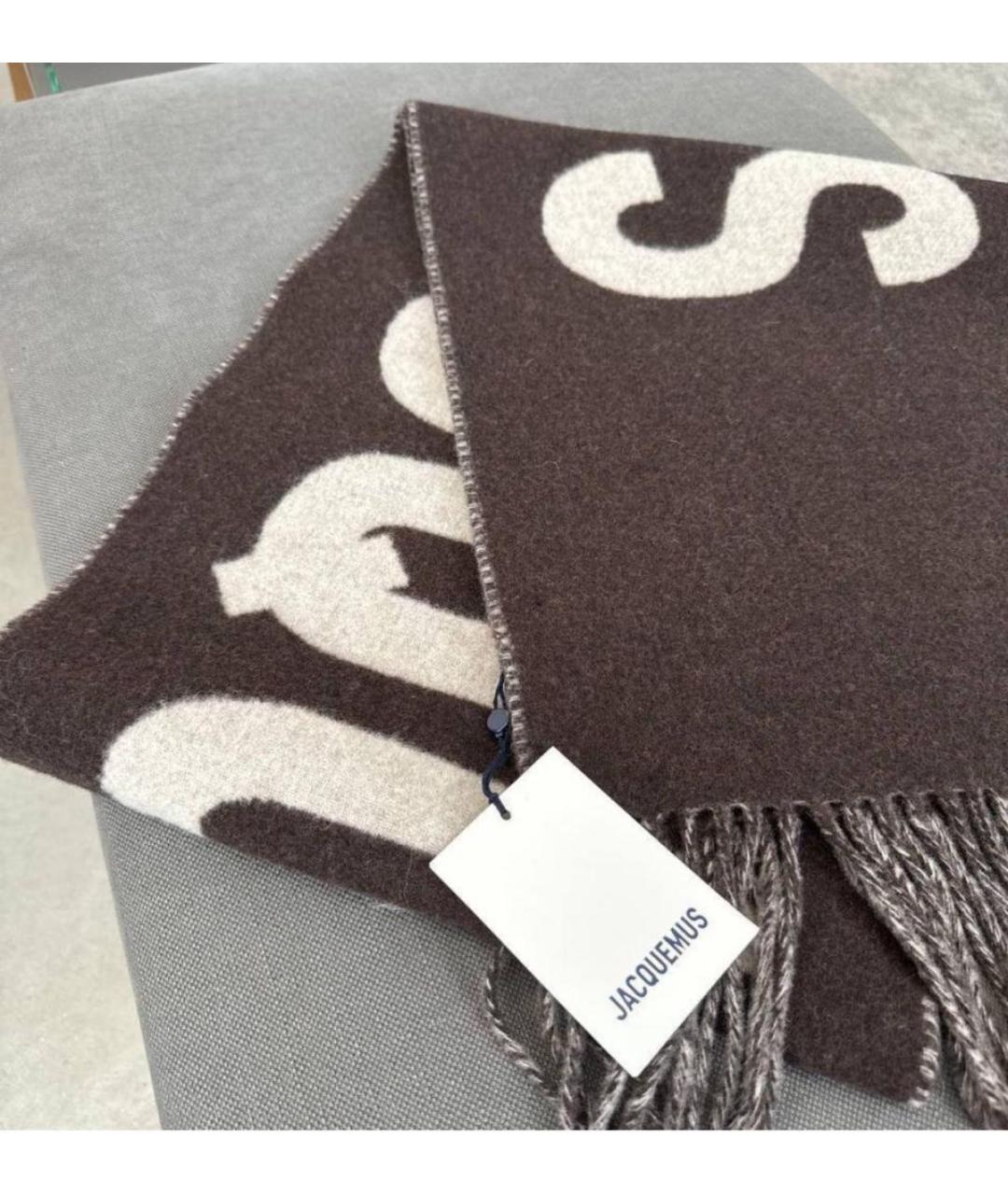 JACQUEMUS Коричневый шерстяной шарф, фото 3
