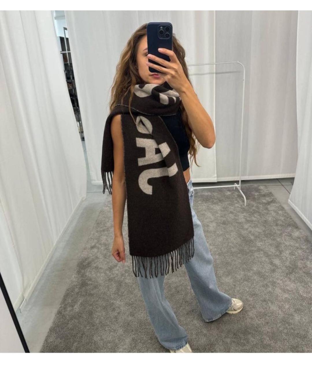 JACQUEMUS Коричневый шерстяной шарф, фото 5