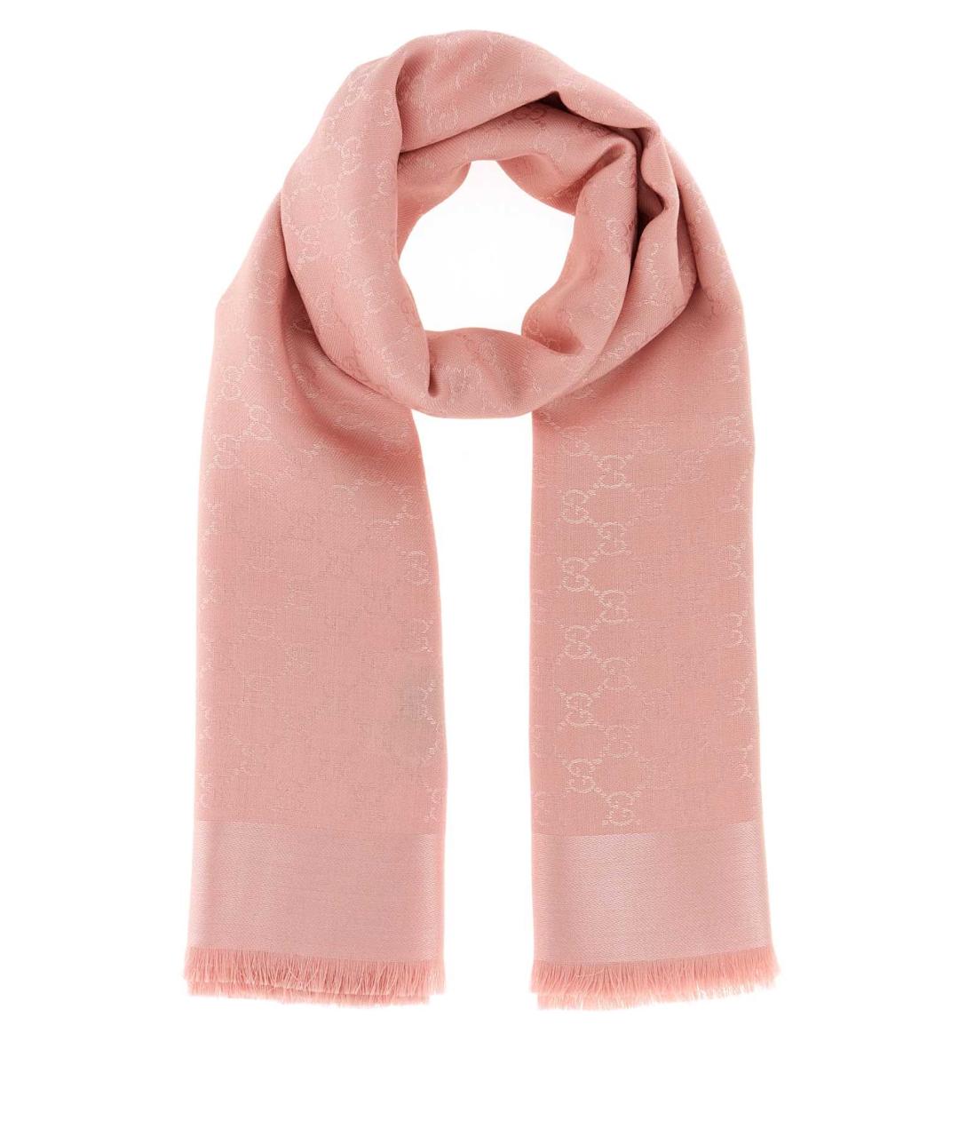GUCCI Розовый шерстяной шарф, фото 1