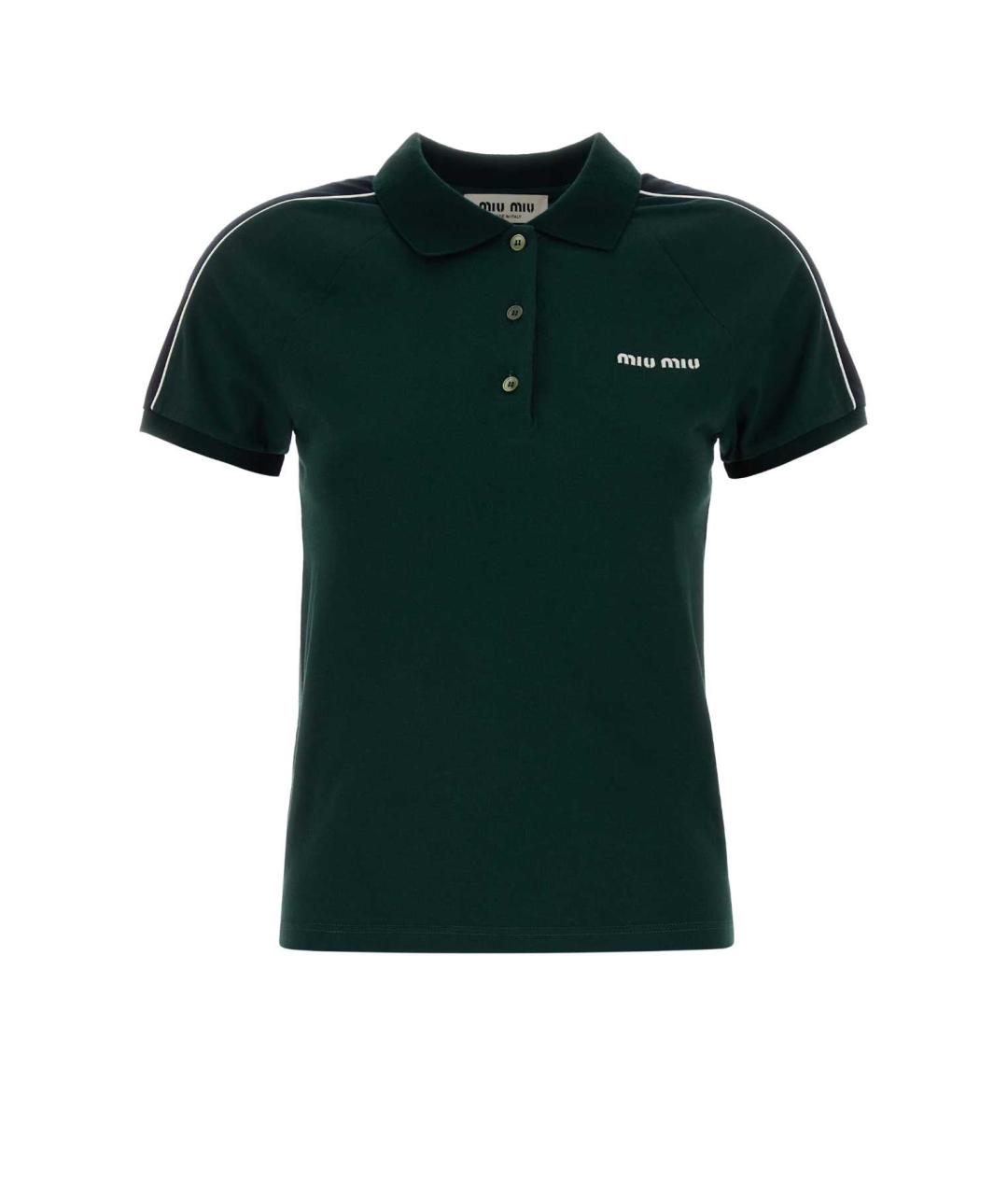 MIU MIU Зеленая хлопковая футболка, фото 1