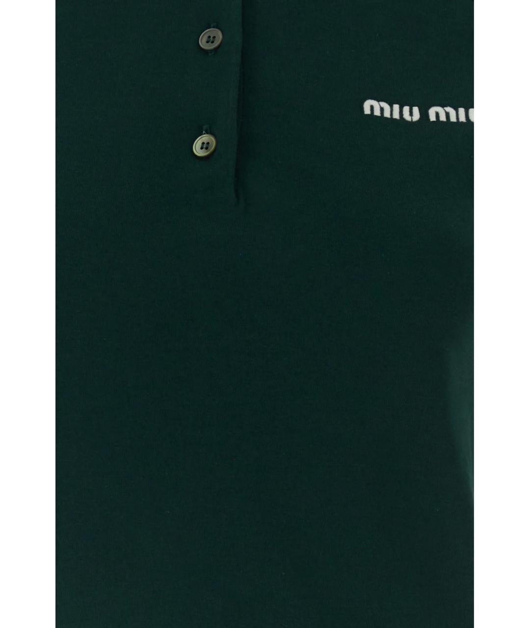 MIU MIU Зеленая хлопковая футболка, фото 3