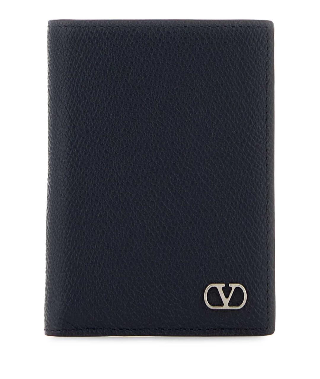 VALENTINO Темно-синий кожаный кардхолдер, фото 1