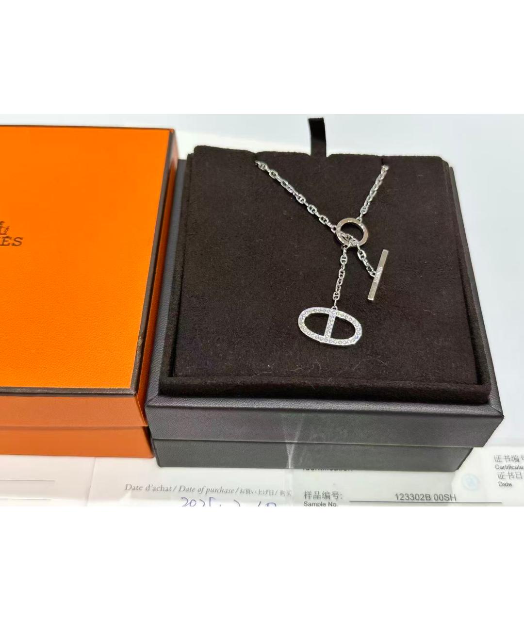 HERMES Серебряное колье из белого золота, фото 2