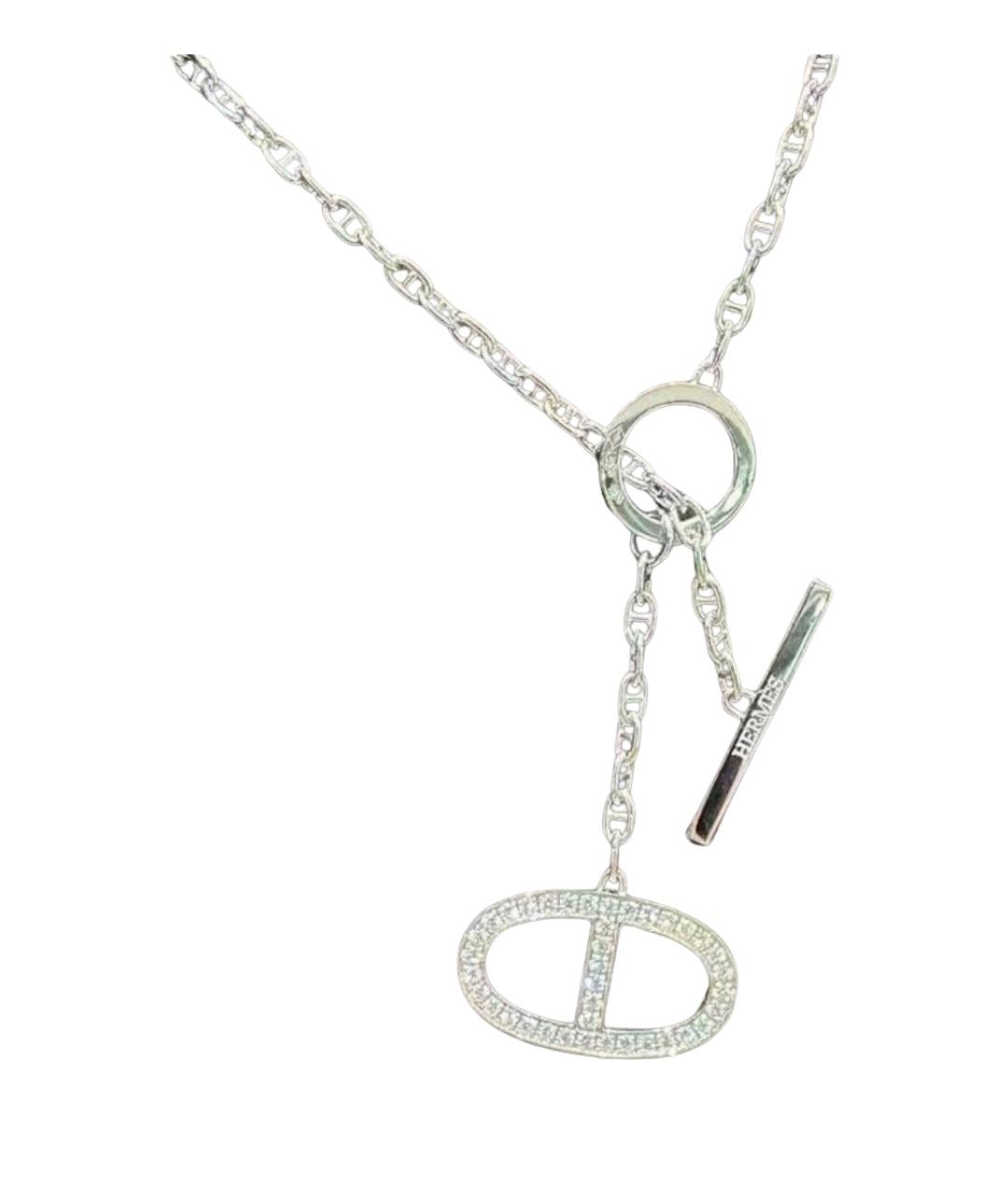 HERMES Серебряное колье из белого золота, фото 3