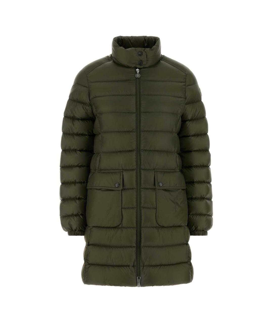 MONCLER Зеленый полиамидовый пуховик, фото 1
