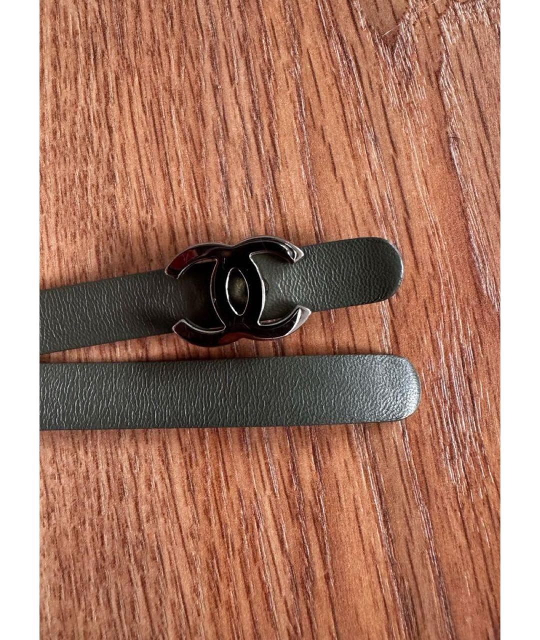 CHANEL Хаки кожаный ремень, фото 2