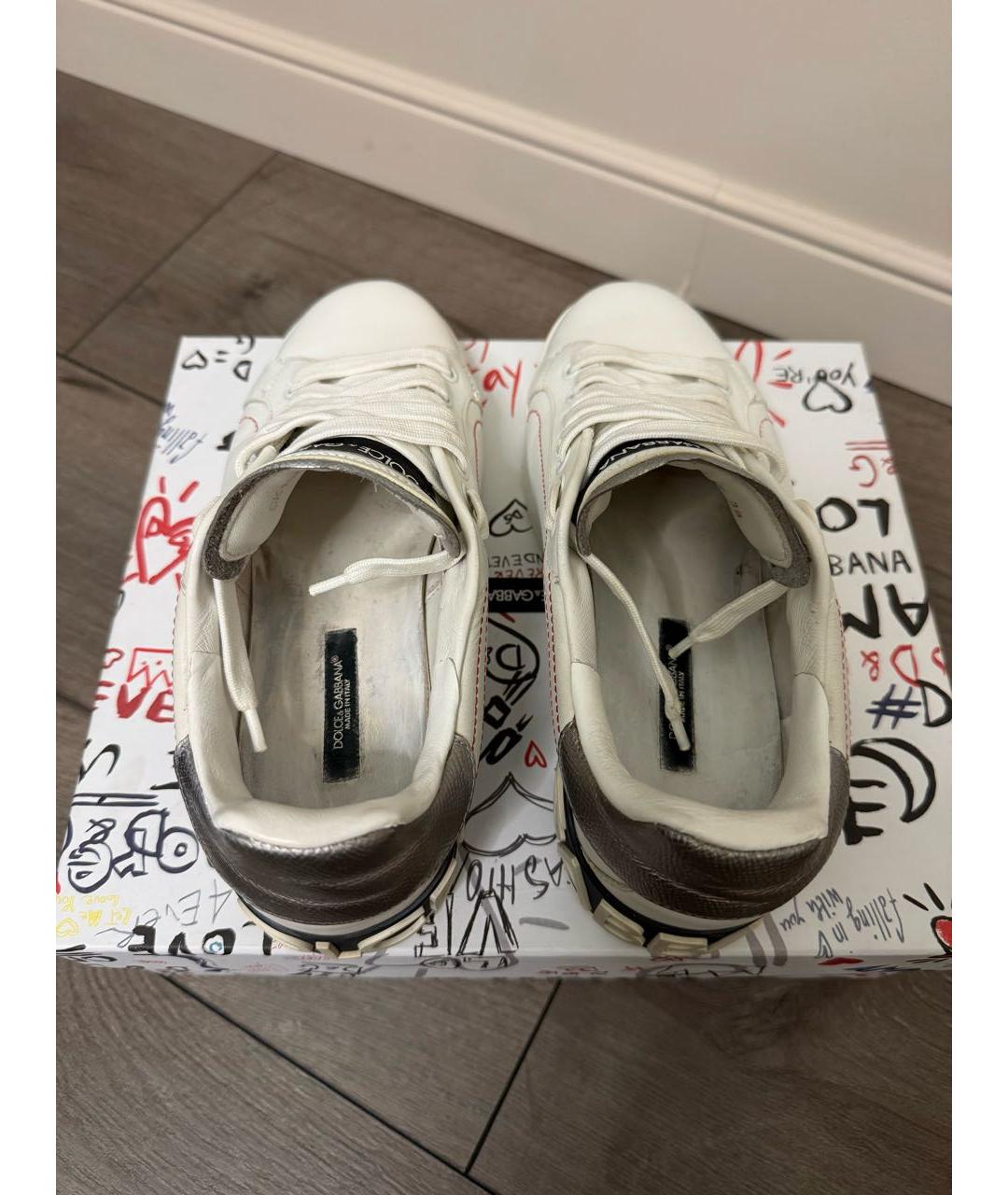 DOLCE&GABBANA Белые кожаные кеды, фото 3