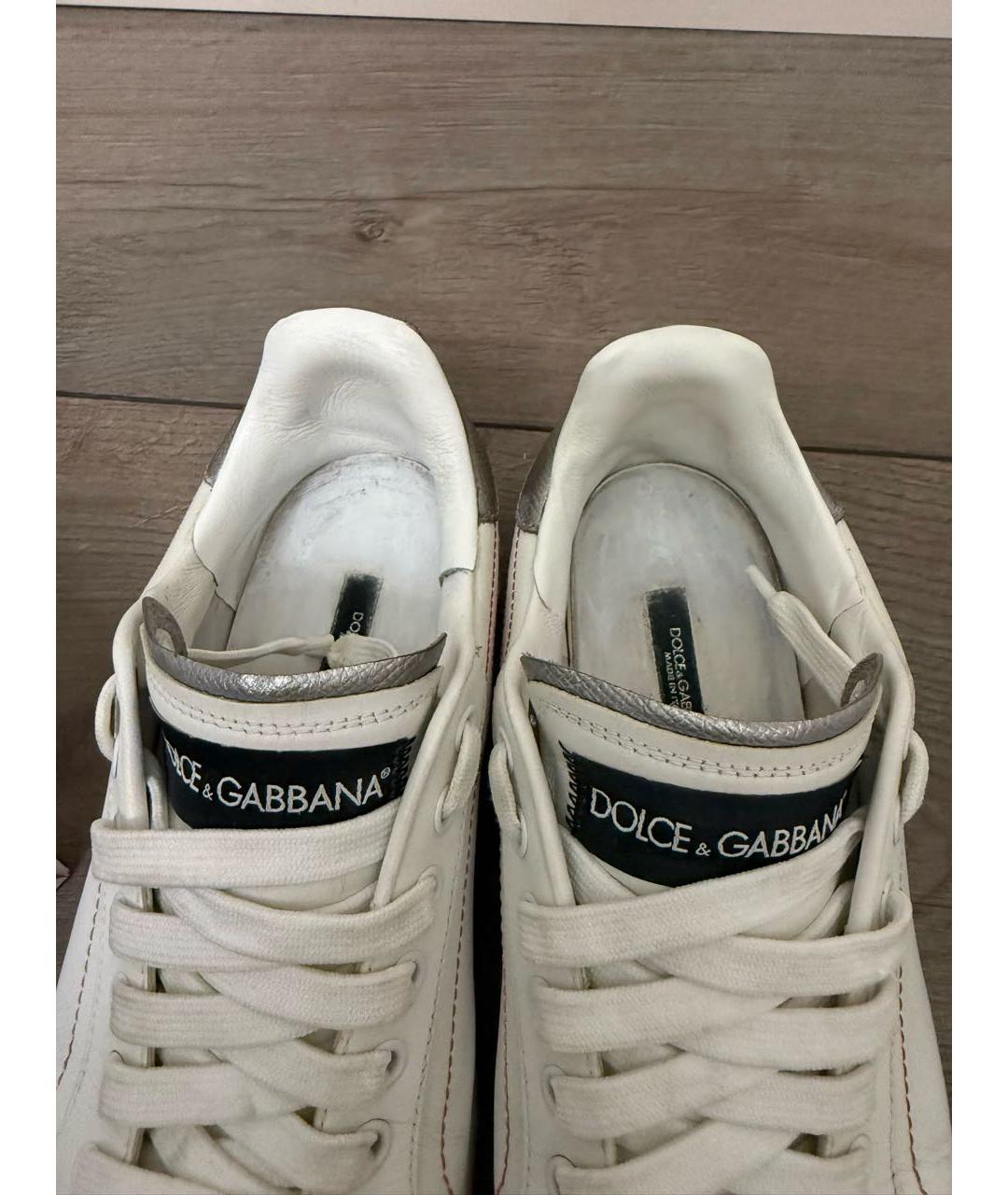 DOLCE&GABBANA Белые кожаные кеды, фото 5