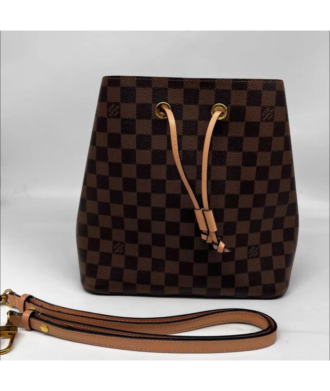 LOUIS VUITTON Коричневая кожаная сумка через плечо, фото 4