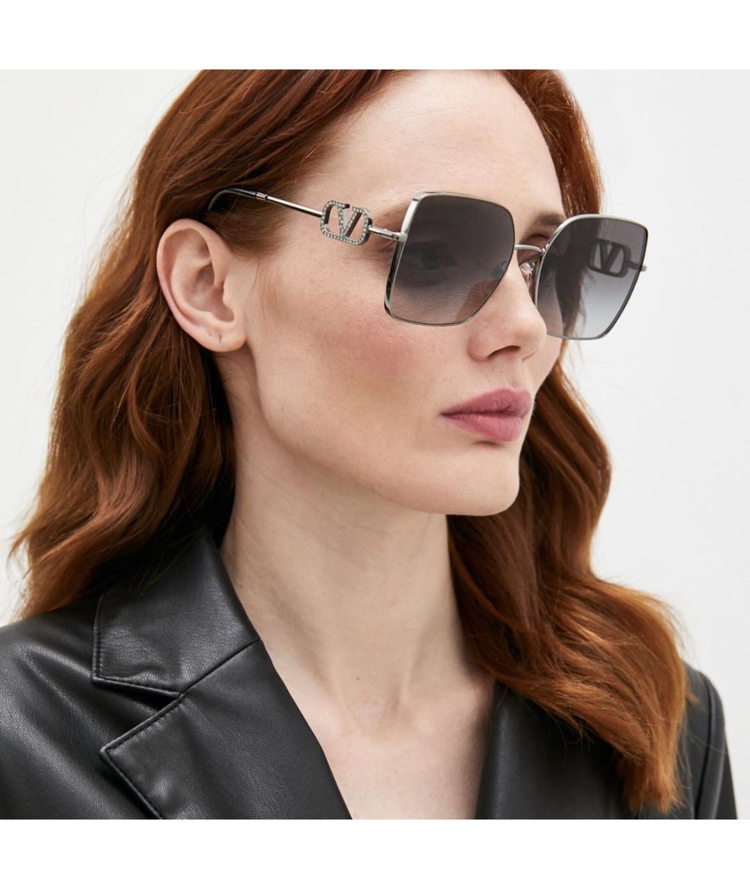 VALENTINO Черные металлические солнцезащитные очки, фото 5