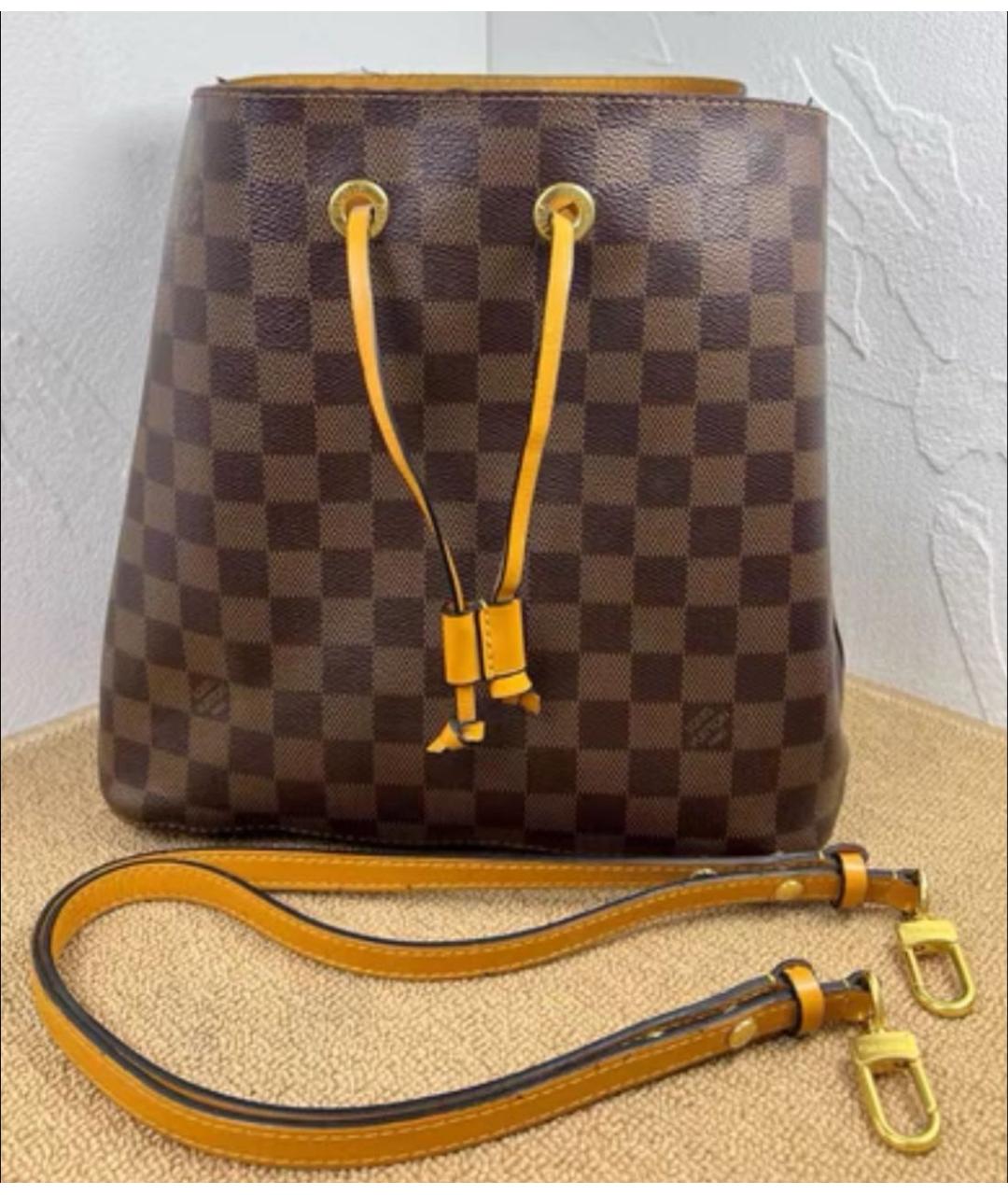 LOUIS VUITTON Коричневая кожаная сумка тоут, фото 5