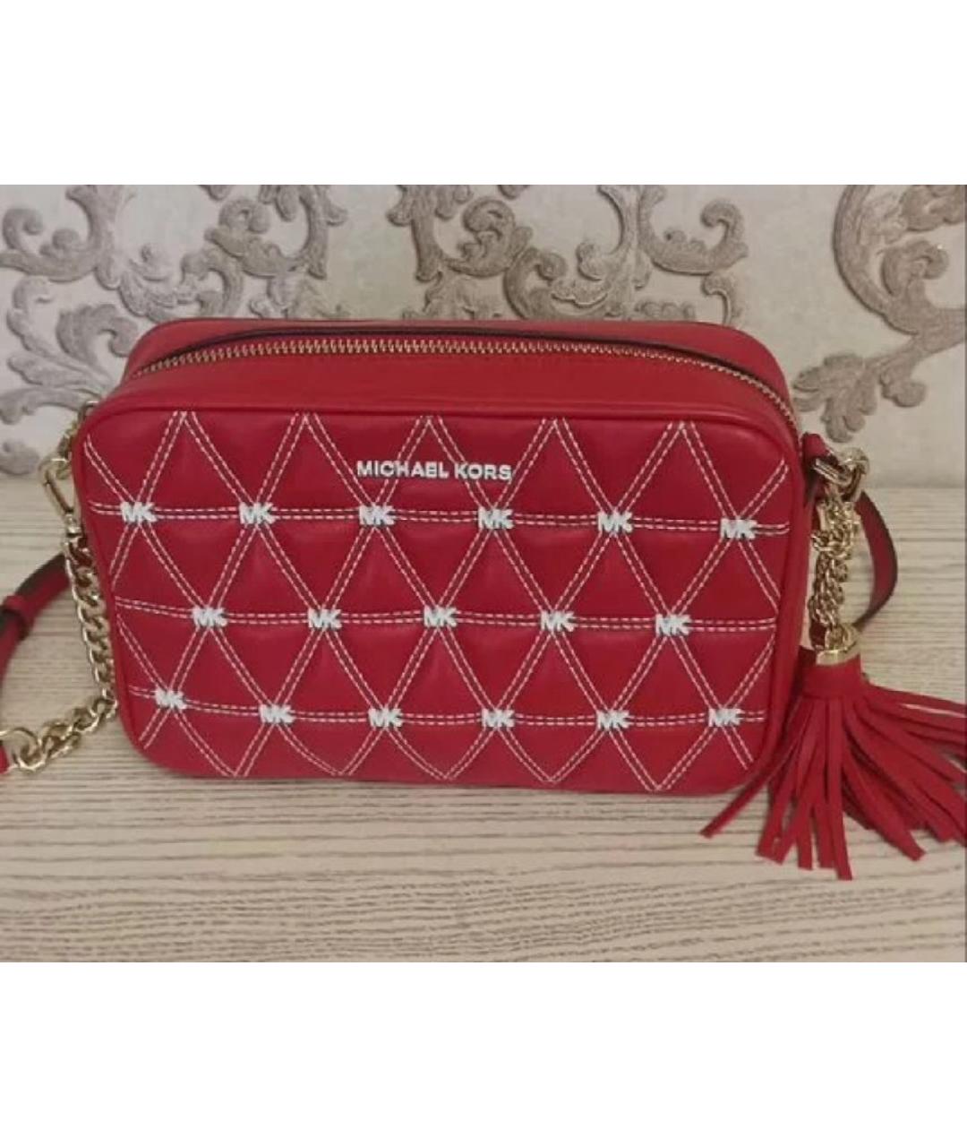 MICHAEL KORS Красная кожаная сумка через плечо, фото 5