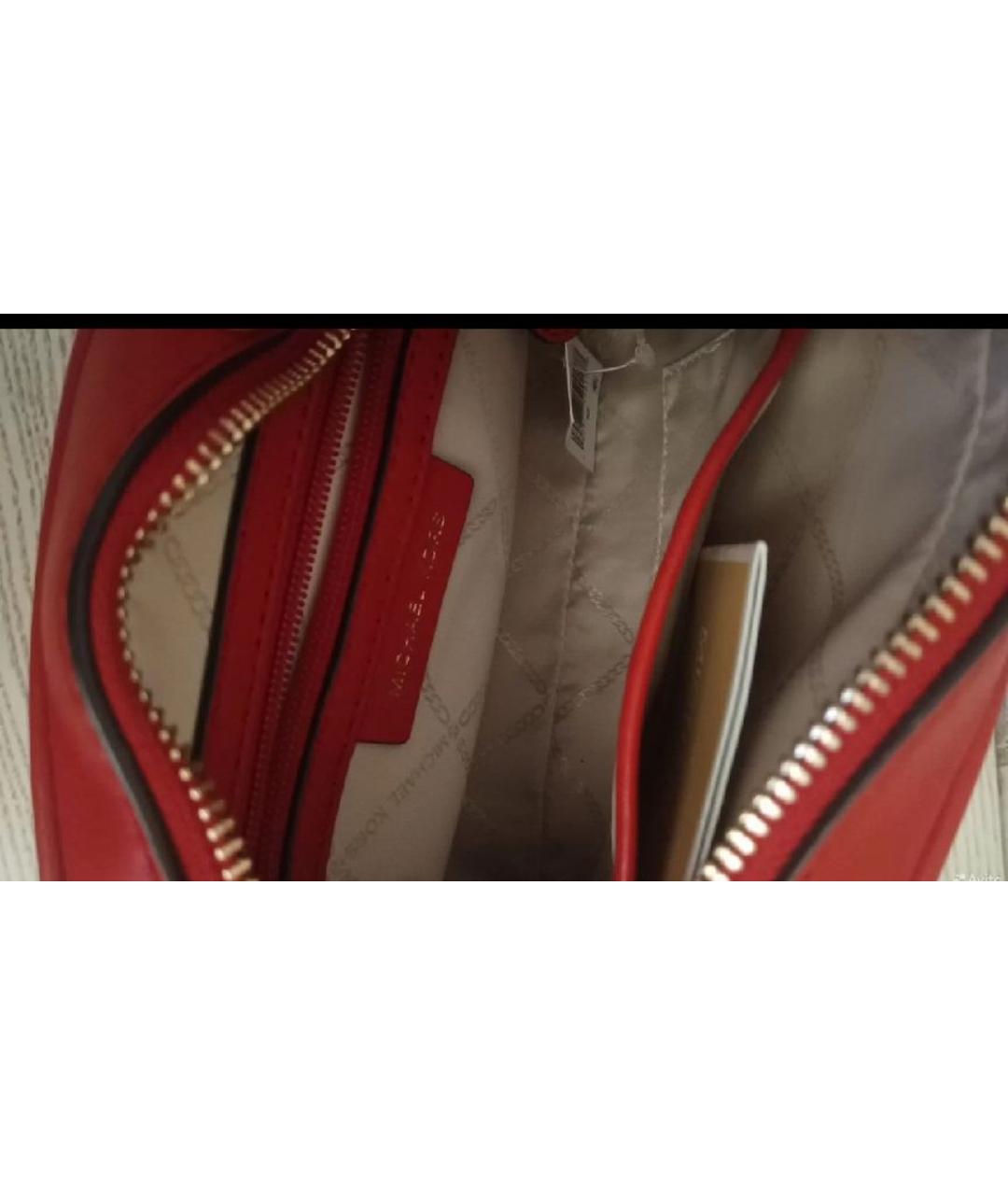 MICHAEL KORS Красная кожаная сумка через плечо, фото 3