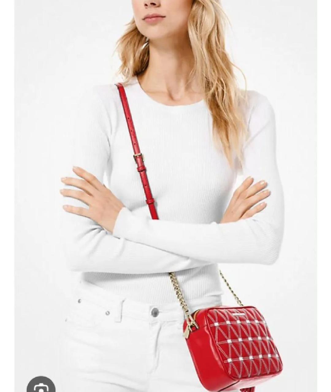 MICHAEL KORS Красная кожаная сумка через плечо, фото 4