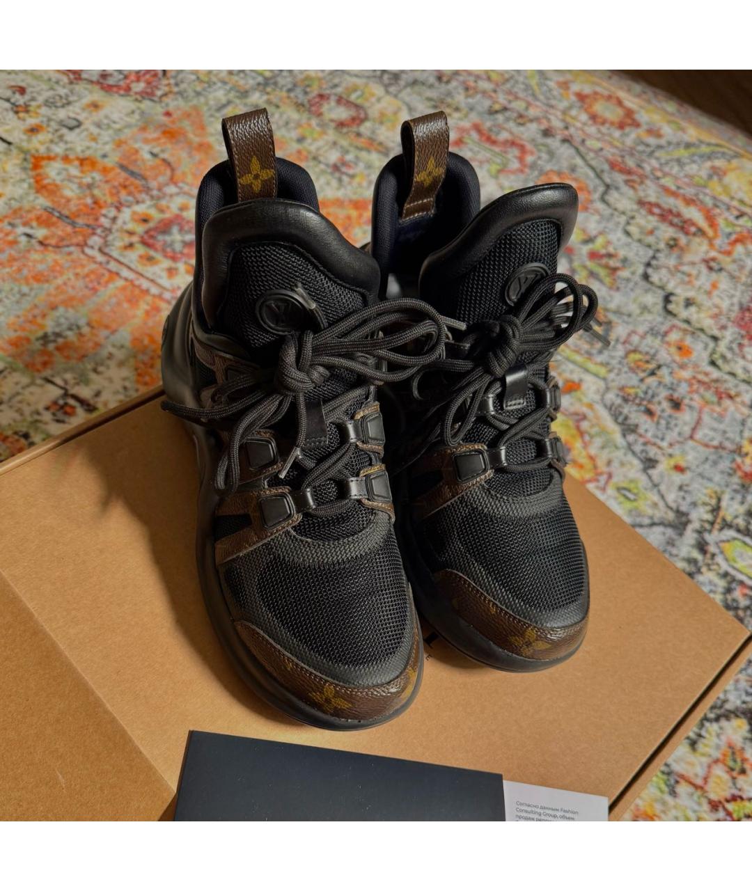 LOUIS VUITTON Черные кожаные кроссовки, фото 2