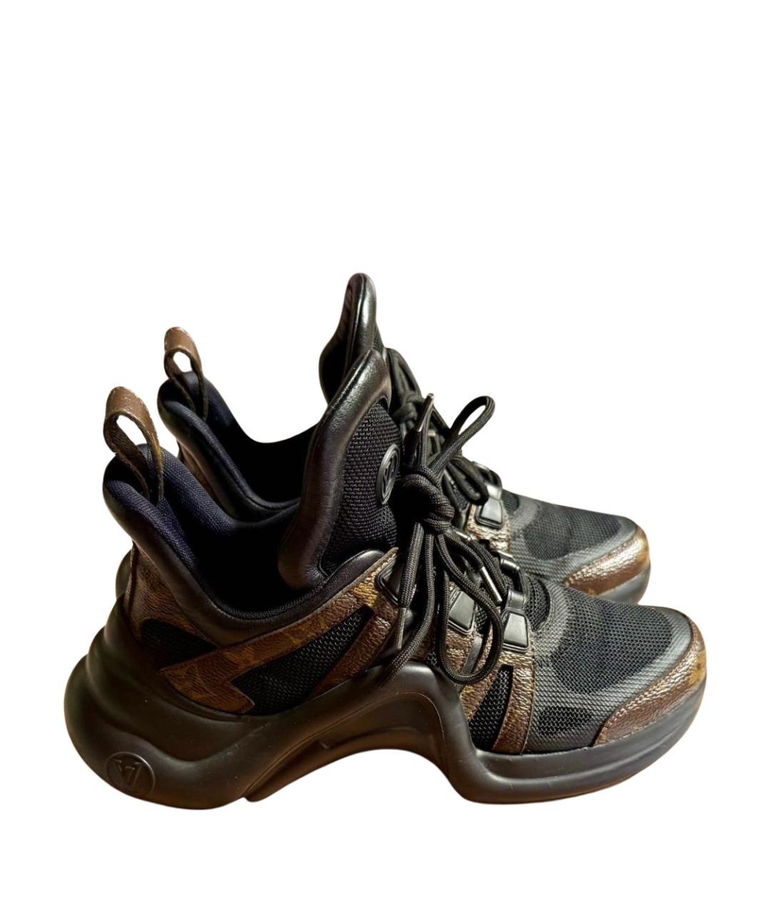 LOUIS VUITTON Черные кожаные кроссовки, фото 1