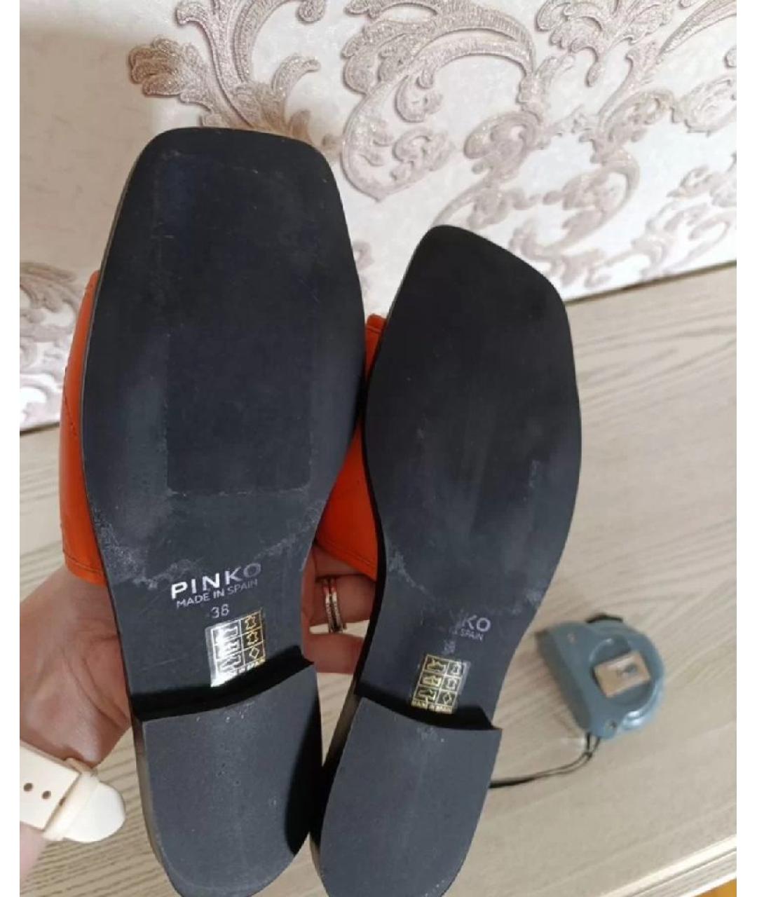 PINKO Оранжевое кожаные сабо, фото 4