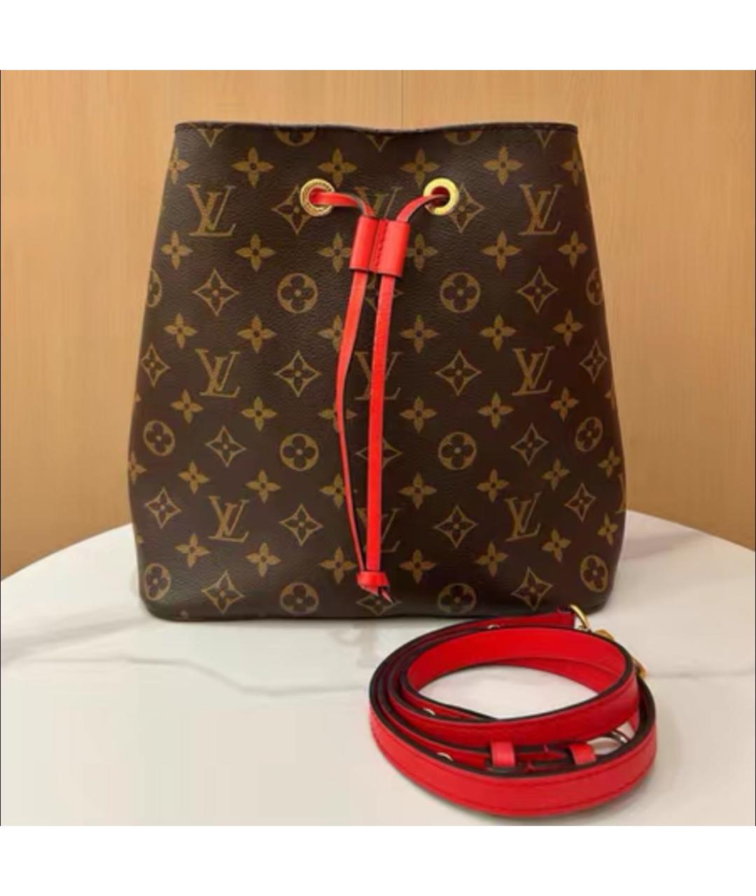 LOUIS VUITTON Коричневая кожаная сумка через плечо, фото 5