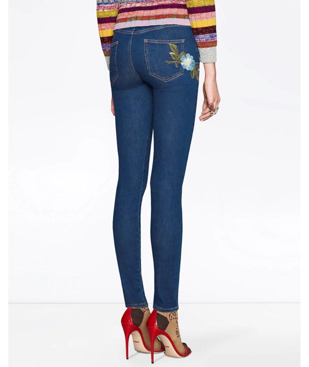 GUCCI Синие хлопко-эластановые джинсы слим, фото 3