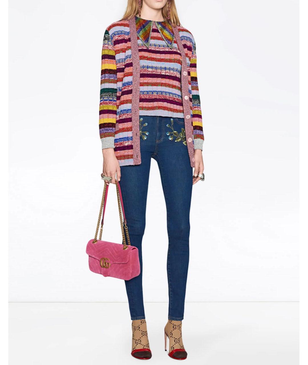 GUCCI Синие хлопко-эластановые джинсы слим, фото 2