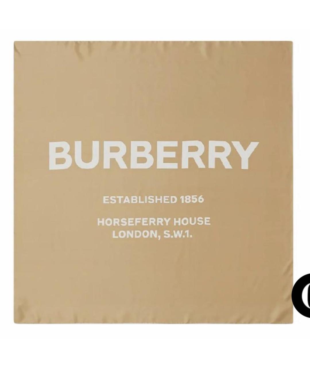 BURBERRY Бежевый шелковый платок, фото 6